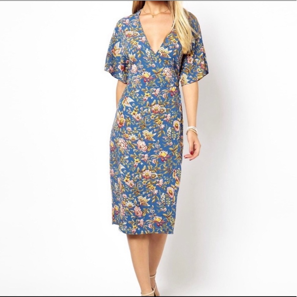 Bohemian floral wrap dress